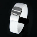 Waterproof Silicone Watch Strap Band Deployment Buckle 22mm---White N5M2