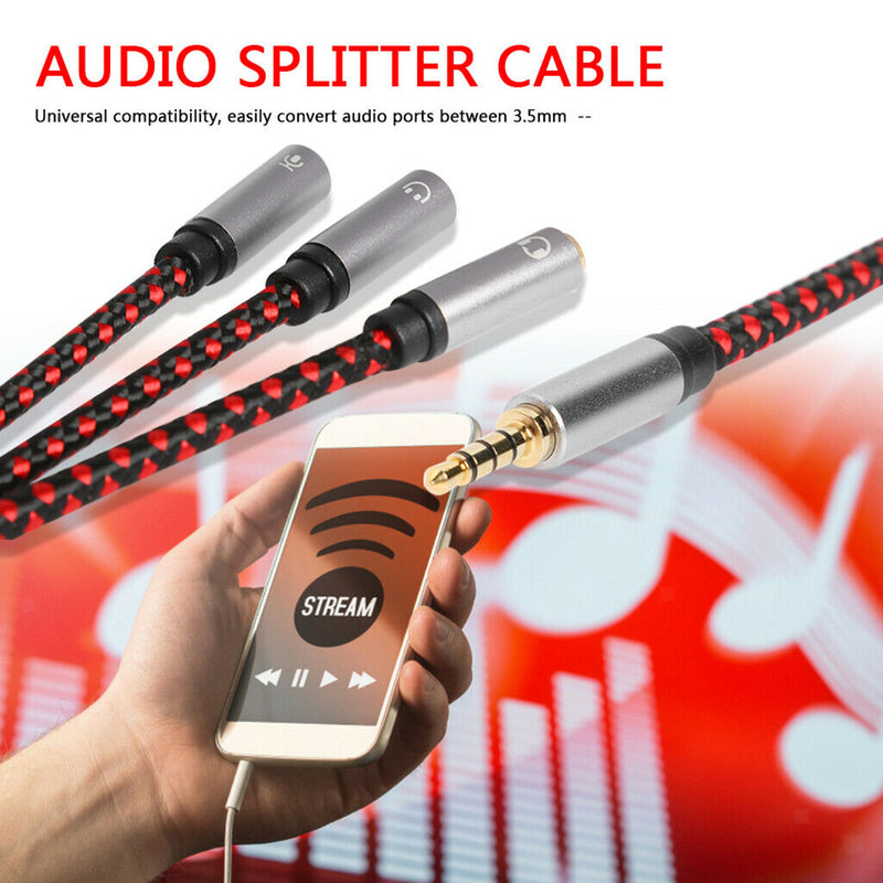Audio Extension Cable 3.5mm Male to 3 Female Aux Extension Cable for Headphone