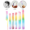 6pcs/set Rainbow Comb Hairdressing Salon Plastic Comb Hair Cutting Styling T Gw
