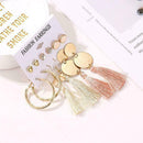 6Pairs Women Bohemia Style Earrings Set Tassel Crystal Ear Stud Dangle R1C0 A2B5