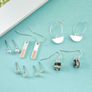 6pair/set Women Geometric Earring Beads Oil Drop Stud Earrings Jewelry