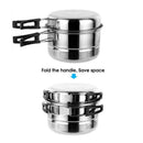 Stainless Steel Outdoor Cooking Kettle Camping Pot Backpack Cooker Set Picn