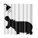 Shower Curtain Shower Hippo Bathroom Liner Fabric Sheer Panel with Hooks Set