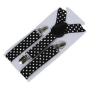 White Dots Prints Black Elastic Webbing Y Back Suspender Pants Braces for C