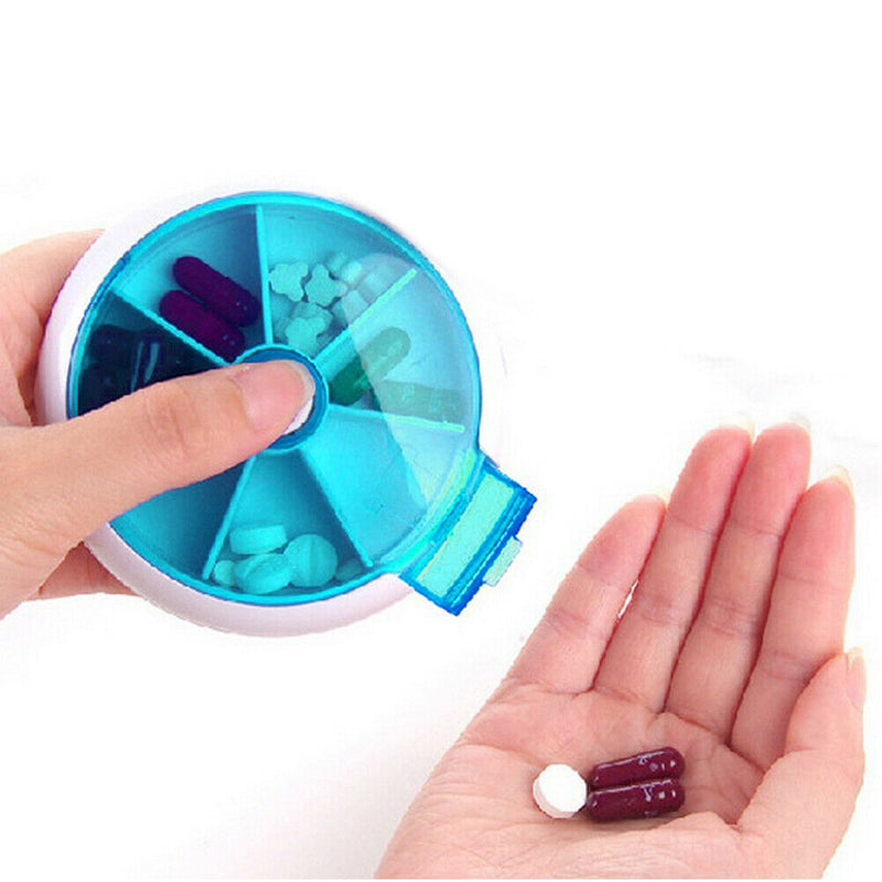 7Grids Round Medicine Vitamin Box Case Storage Dispenser Durable New