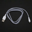 1M Braided Fabric Mini USB Data&Sync Charger Cable Cord For Cell Phone Whit
