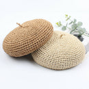 New Fashion Beret Adjustable Straw Beret Female Straw Hat Retro Literary So