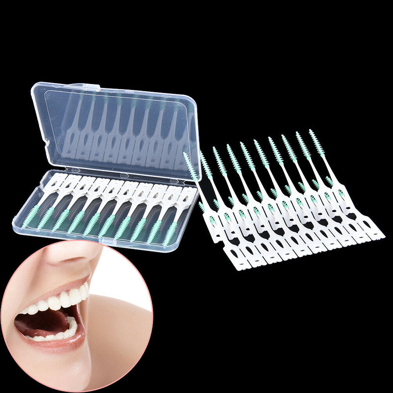 40pcs/Set Silicone Dental Floss Cleaning Brush Teeth Elastic Massage Bar Adul 3c