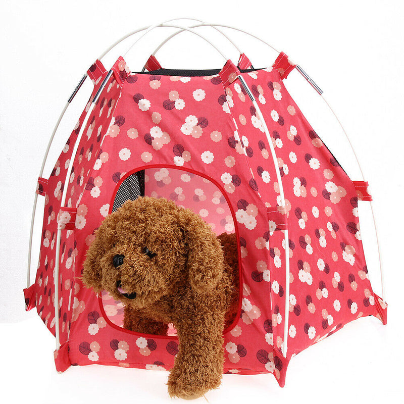 Portable Foldable Cute Dots Pet Tent Breathable Outdoor Indoor Puppy Tents