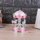 Romantic Crown Music Box Emit Clockwork Carousel Kid Birthday Gift(Pink) A