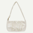 Women Candy Tote Bag Pleated PU Shoulder Portable Underarm Handbag (Beige)