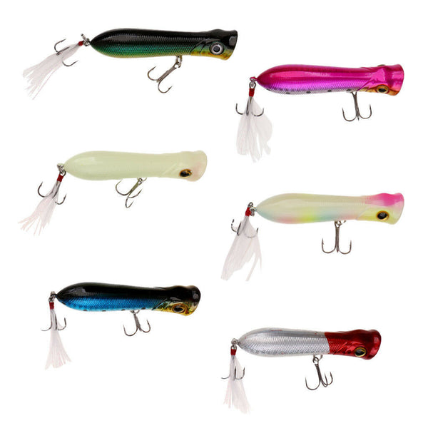 6pc Hard Plastic Fishing Lure 8.4cm 12g Popper Floating Lure Artificial Bait