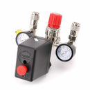 Air Compressor Pressure Control Switch Valve With Manifold Regulator Gauges New