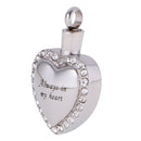 Always In My Heart Unisex Novelty Cremation Ash Urn Memorial Heart Pendant