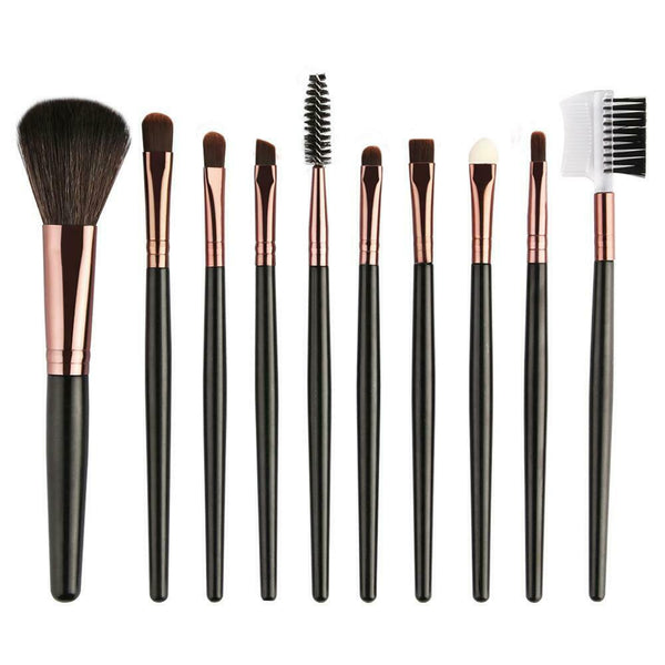 10pcs Makeup Brushes Set Eye Shadow Eyebrow Foundation Beauty Tools(Coffee)