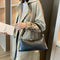 Fashion Women Handbag Purse Leather Shoulder Bag Solid Color Totes (Black)