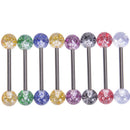 8PCS/Set Colorful Glitters Tongue Rings Barbell Ball Body Piercing Jewe IO FT