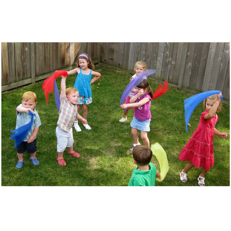 6x Multi-Color Square Juggling Dance Scarfs Magic Tricks Props for Kids