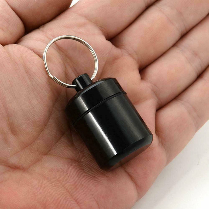 Waterproof Pill Box Keychain Aluminum Medicine Case Bottle Drug Holder Container