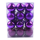 24x Round Christmas Balls Baubles Xmas Tree Decorations Purple