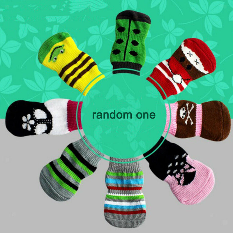 8 Pcs Anti-Slip Pet Dog Cat Socks for Indoor Wear, Warm Knitted Pet Dog Cat