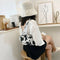 Cow Dot Printed Handbag Women PU Totes Small Underarm Shoulder Bag (White)
