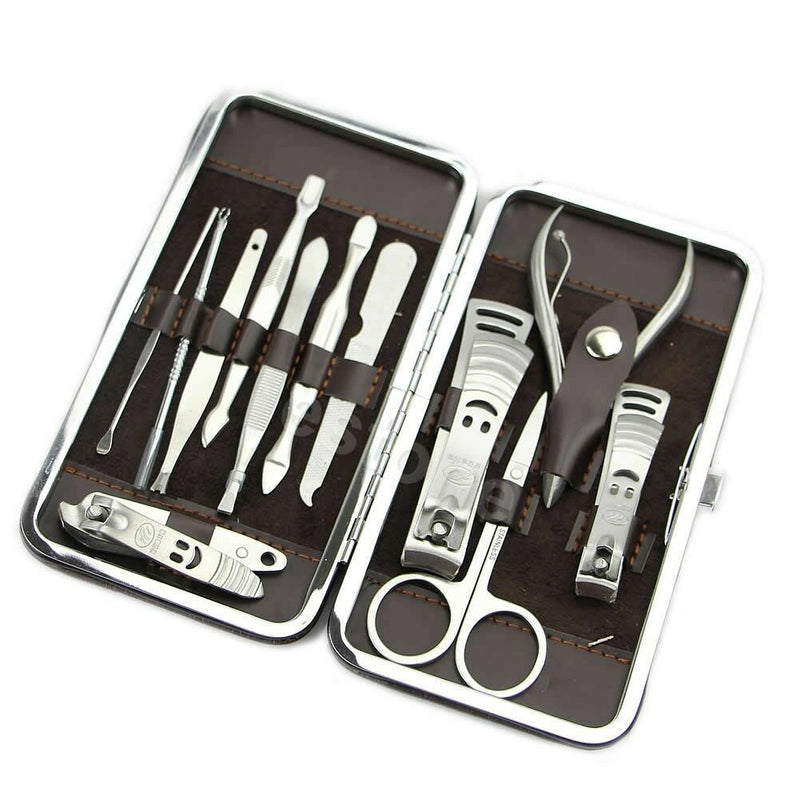 12 in1 Pedicure / Manicure Set Cuticle Grooming Kit Stainless Nail Clippers Case