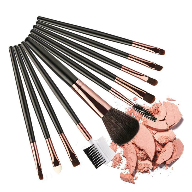 10pcs Makeup Brushes Set Eye Shadow Eyebrow Foundation Beauty Tools(Coffee) A
