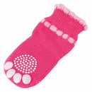 Pet Puppy Dog Bowknot Cotton Socks Anti-Slip Paw Protectors 4pcs/set M Pink Q3Q2