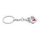 Couple Crown Top Heart Pendant Flat Split Rings Keychains 2 Pcs