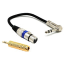 3.5mm Male to 6.35mm Female Adapter Golded Plug and Right Angle 1/4 Inch TRS