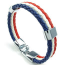 Jewelry bracelet, France French flag bracelet, for men's and ladies' leathe