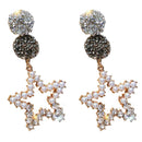 4X(Statement Rhinestone Circle Star Korean Long Earrings For Women Trendy JM9J8)