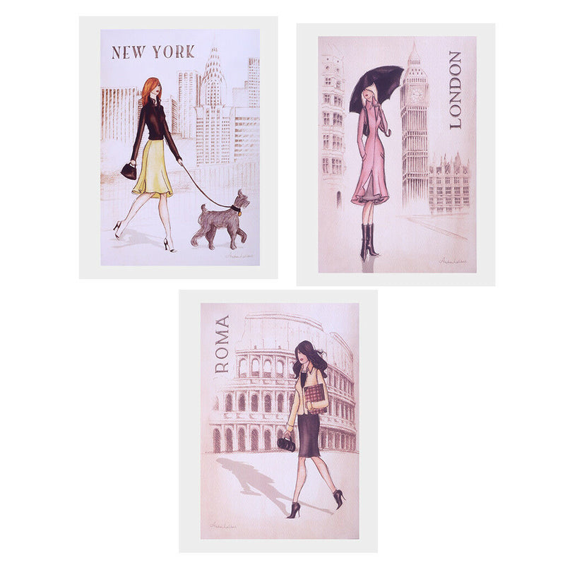 3Pcs Fashion Art Oil Painting Canvas Picture Girl Wall Home Decor 40x60cm