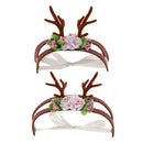 Pet Antlers Headwear Christmas Party Cat Head Decoration with Flowers S/M S