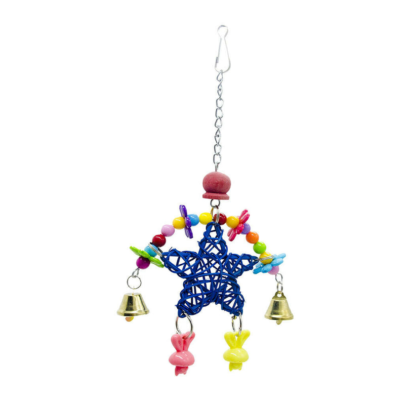 Parrot Rattan Star Shaped Chewing Toys Birds Swing Toys with Metal Bells Hanging