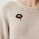Sexy Black Lips Enamel Brooch Pins Shirts Badges for Women Men Jewelry Gift
