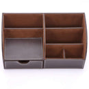 7 Storage Compartments Multifunctional PU Leather Office Desk Organizer,Bus