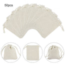 50pcs Drawstring Bag Cotton Linen Jewelry Candy Gift Pouch For Xmas Party Favor
