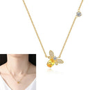 Diamond Bee Necklace Champagne Topaz Zircon Pendant Necklace Jewelry Gift P