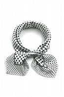 Print Polyester 20" Kerchief Neck Scarf for Woman-Black Dot With White Bott A6Q9