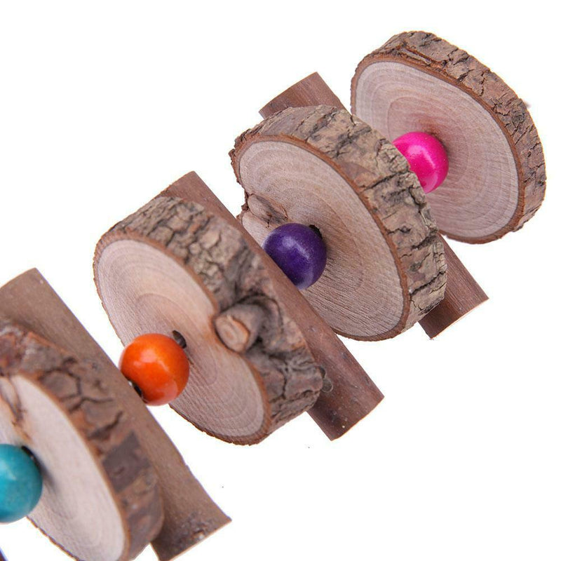 Wood String Bell Toys for Pet Bird Parrots Play Bite Hanging Cage Accessory A