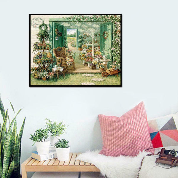 5D DIY Full Drill Diamond Painting Yard Flowers Cross Stitch Embroidery Kit