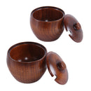 Solid Wood Spice Jar Sugar Bowl Salt Pepper Seasoning Box Japanese Style wi