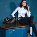 Solid Color Shoulder Handbags Women Litchi Pattern PU Leather Crossbody Bag