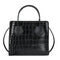 Retro Alligator PU Women Shoulder Tote Bag Portable Solid Handbags (Black)
