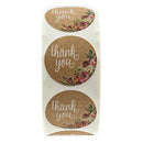 Kraft Floral Thank You Stickers - 1inch Circle Labels / 1000 Per Pack W2R3