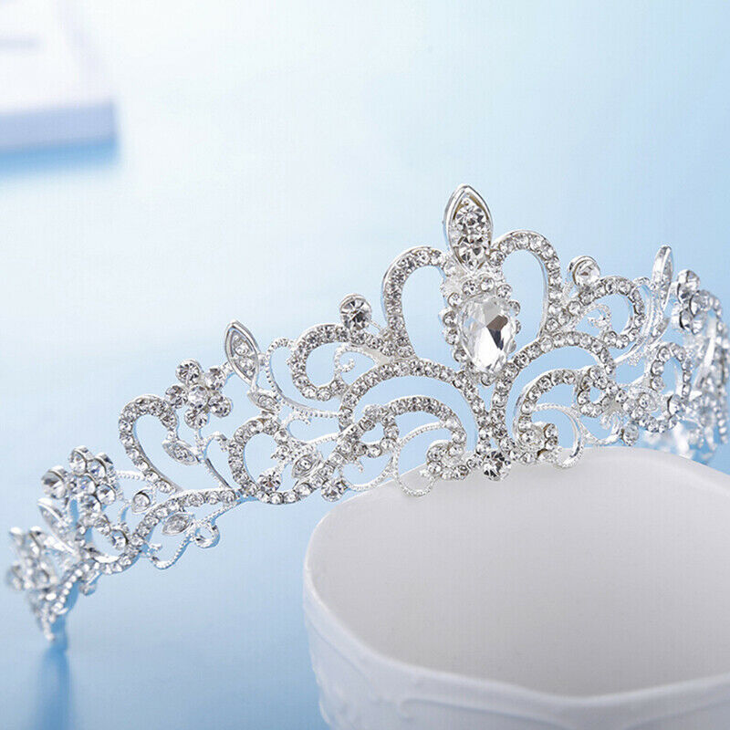 Women Girls Elegant Wedding Bride Crown Headwear Rhinestone Tiaras Cute Gif Gw