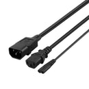 IEC320-C14 TO C13+C7 Power Adapter Cord Male to Female 3-pin UPS Server