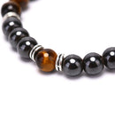 Natural Stone Tiger Eye Beads Hematite Stretch Bracelet Men Charm Bangle Jewelr-